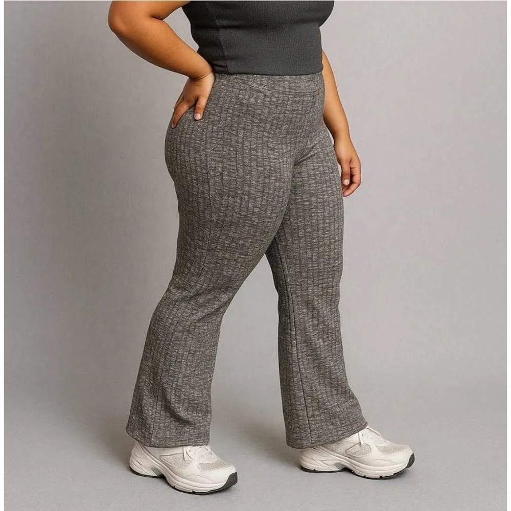 Juicy Couture Grey Marled Rib Knit Wide Leg Flare Lounge Pants Womens Small